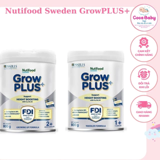 Sữa Bột Nutifood Sweden GrowPLUS+ Cao lớn vượt trội (Bạc) 800g Date Mới