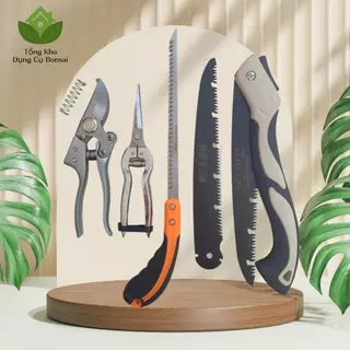 (Freeship) Combo 5 Món Dụng Cụ Làm Vườn Cây Cảnh Bonsai SK5 ( 2 Kéo Cắt, Cưa Lách, Cưa Gấp Gọn Kèm Lưỡi)