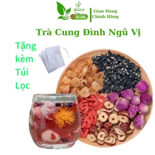 Trà Cung Đình 5 vị thảo mộc (kì tử đen ,cúc vàng ,táo đỏ ,nụ hồng ,long nhãn) bổ máu, mát gan,Giúp đẹp da, giảm mụn nhọt