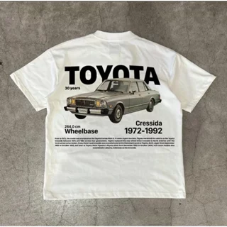 Áo thun in hình unisex nam nữ LOLACO cotton cao cấp xe hơi TOYOTA phong cách retro y2k màu đen trắng