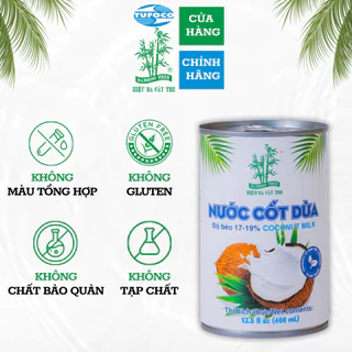 NƯỚC CỐT DỪA MILK BÉO HIỆU BA CÂY TRE (17 - 19% FAT) LON 400ML, 100% TỪ DỪA NGUYÊN CHẤT