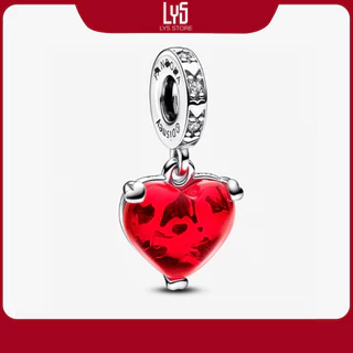 Charm treo Disney Mickey & Minnie Mouse Kiss Red Murano Glass 1643 - Charm chuẩn bạc S925