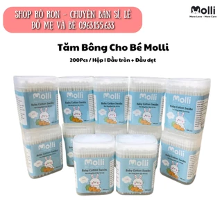 Tăm bông đa năng MOLLI - Tăm bông lõi giấy 2 đầu MOLLI hộp 200 chiếc - Shop Rô Ron