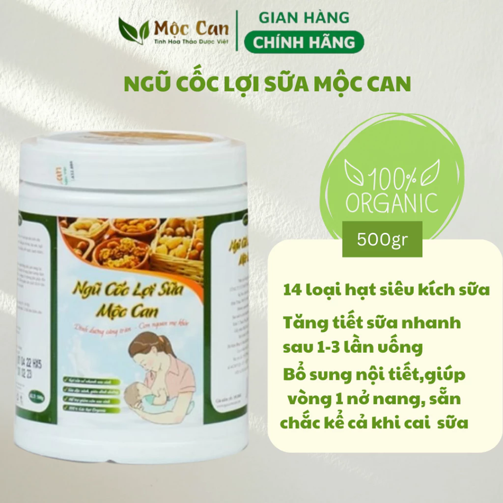 Ngũ Cốc Lợi Sữa Mộc Can, Kích Sữa Về Nhanh, Về Nhiều Bổ Sung Dinh Dưỡng Cho Mẹ Và Bé hộp 500gam