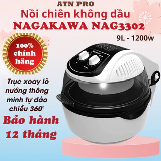 Nồi chiên không dầu 9L Nagakawa NAG3302, nồi chiên không khí, lò nướng bảo hành 12 tháng - ATN PRO