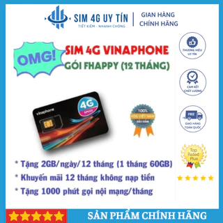 Sim Vinaphone D49p, Fhappy 12 Tháng 2gb/Ngày 1000 Phút Nội Mạng ( Có Esim )  - Sim 4g Uy Tín