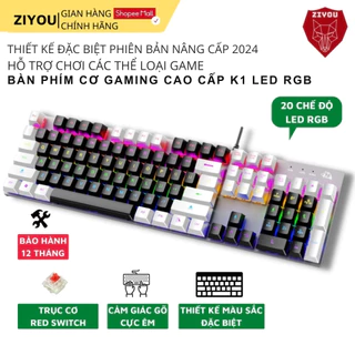 Bàn Phím CƠ Cao Cấp Ziyou K1 LED 20 Chế Độ Cực Đẹp, Trục Cơ RED SWITCH Gõ Siêu Êm, Phím Full Size Cho Máy Tính Laptop