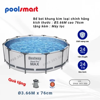 Bể Bơi khung kim loại kích thước 3M66 x 76cm, bể bơi cho bé đồ chơi vận động cho trẻ