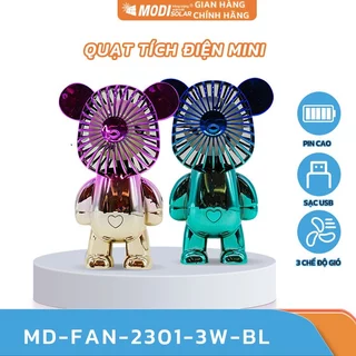 Quạt Cầm Tay Mini Sạc Tích Điện Gấu Bearbrick, Quạt Tích Điện Mini MODI SOLAR Siêu Dễ Thương