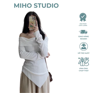 Áo trễ vai dài tay tăm thái Miho Studio