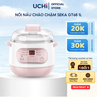 NỒI NẤU CHÁO CHẬM SEKA GT68 1L - 2 màu: Xanh- Hồng ,Hầm canh ,chưng yến , cách thuỷ ,chống dính