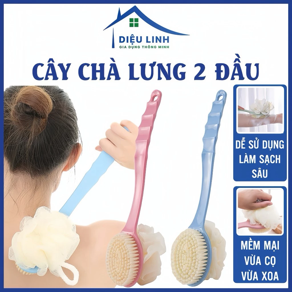 Cây Chà Lưng,Cọ Kì Lưng 2 Đầu Bông Vải Lưới và Lông,Cây Cọ Tắm 2 Đầu  Mềm Mại Dieulínhhop