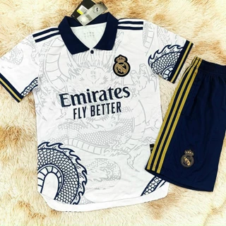 Áo Bóng Đá CLB Real Madrid Rồng - Chuẩn Mẫu Thi Đấu - Vải Polyester Gai Thái .