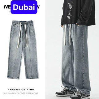 QUẦN BÒ JEANS NAM BAGGY ỐNG SUÔNG RỘNG WASH XANH ĐEN DÂY RÚT XỊN SÒ CAO CẤP MỚI - DUBAI FASHION