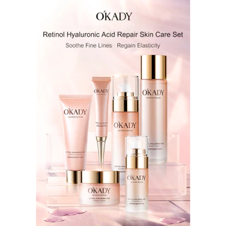 Bộ sản phẩm 9 món chăm sóc da cao cấp Okady Retinol Vitamin C Collagen Hyaluronic Acid tinh chất Trà Xanh