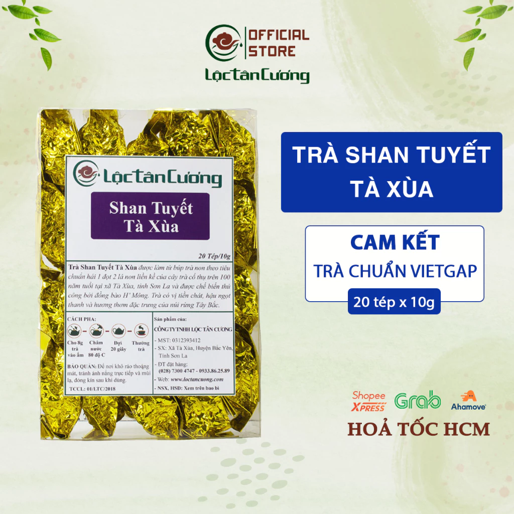 Trà Shan Tuyết Cổ Thụ Tà Xùa Lộc Tân Cương Hộp 20 Tép 10g