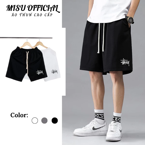 Quần Short Nỉ Chân Cua in chữ STUSSY Local Brand Unisex Misuofficial,Quần Short Unisex Nam Nữ phong cách đường phố