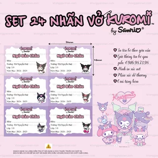 [mẫu 27 KUROMI] SET 24 Tem Nhãn Vở Cấp 1 2 3 - made by khonggianinan - capybara, thỏ stella, cinamoroll