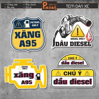 Tem Dán Nắp Bình Xăng, Dầu Diesel, Tem Decal Cảnh Báo Chống Nước. TTQ82