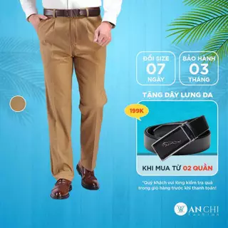 Quần kaki nam trung niên ống suông ANCHI 100% cotton thoáng mát - B4ACKK2021