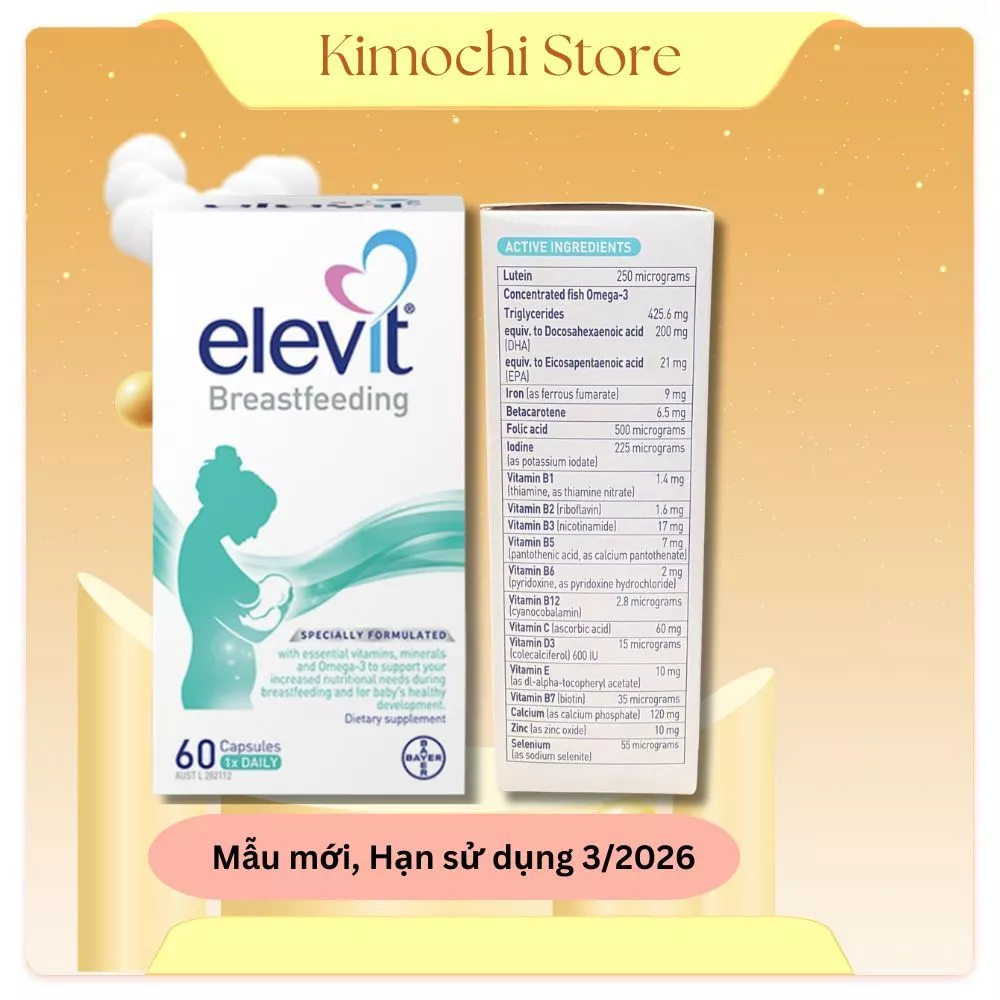 Elevit Sau Sinh Breastfeeding của Úc date 3/2026 bổ sung Vitamin; Tổng Hợp Chất Dinh Dưỡng Cho mẹ nuôi con