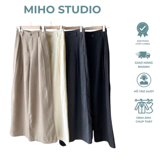 Quần Vải Ống Rộng Dáng Thụng , Quần Ống Suông Đũi Xước Mềm Mại Miho Studio