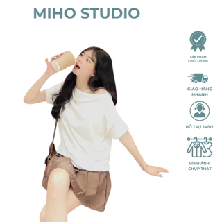 Áo trễ vai chất cotton zip Miho Studio