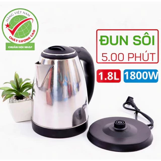 Ấm Siêu Tốc Inox 1,8 Lít Electric Kettle Chính Hãng Đun Sôi Cực Nhanh