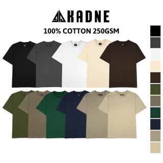 Áo thun trơn unisex 100% Cotton 250GSM KADNE nam nữ cổ tròn form oversize BASIC