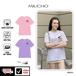 Áo thun nữ form vừa regular ARD533  Miucho cotton cổ tròn in typography