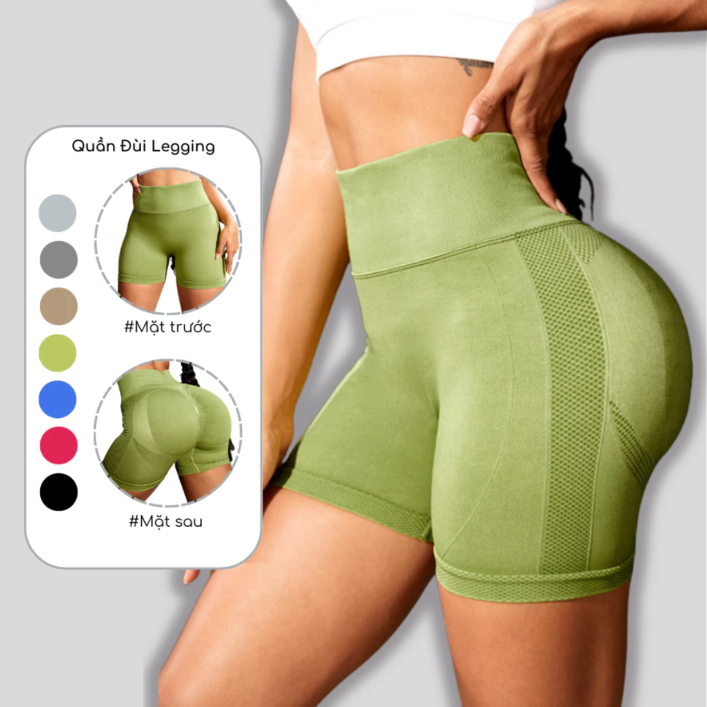 Quần Đùi Legging Nữ Tập Gym Yoga Earobic Cạp Cao Quần Ngố BIKER BEYOUR SPORT