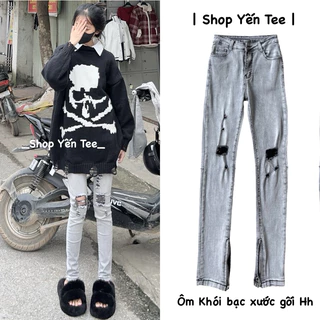 ( Chất sịn ) Quần ôm khói xước gối Yến Tee rẻ đẹp, ôm girl phố , quần jeans nữ, quần đi học, đi chơi