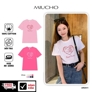 Áo thun nữ Tết form vừa regular ARD911 Miucho Chic cotton cổ tròn in artwork