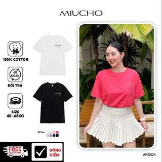 Áo thun nữ form vừa regular ARD524 Miucho cotton cổ tròn in typography