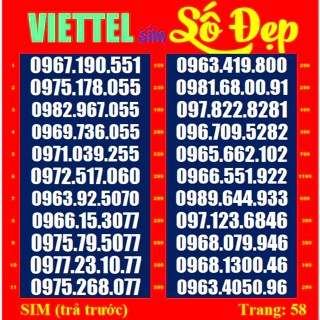 SIM SỐ ĐẸP Viettel T7654.18,79.89.90,58 Sim mới 100%, chưa đăng kí,đc nhiều người yêu thích | sim