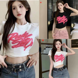 Áo Croptop Nữ , Áo Thun Chữ Ready