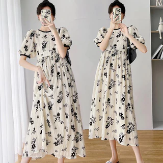 Đầm bầu xinh, váy bầu công sở mùa hè hoa nhí đẹp cao cấp, form babydoll nhẹ nhàng xinh xắn - VH192