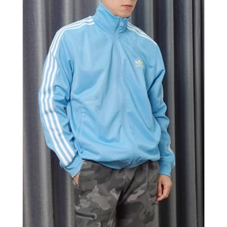 [Chính hãng ] Áo khoác Adidas Beckenbauer jacket màu xanh light blue, phom regular fit, vải nỉ cotton, size XL 75-85KG