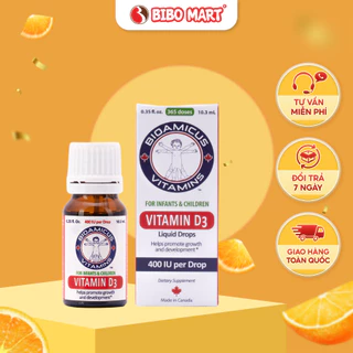 Vitamin D3 BioAmicus Giúp Phát Triển Hệ Xương Và Răng Cho Trẻ Nhỏ Tăng Cường Hệ Miễn Dịch 400IU/giọt 10ml Bibo Mart