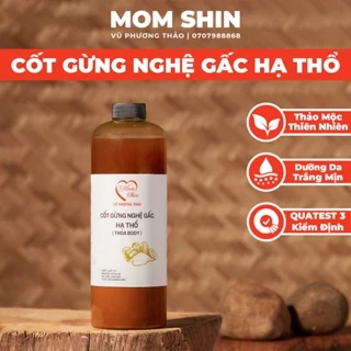 Cốt gừng nghệ gấc hạ thổ MOM SHIN 500ml/1L (thoa body), chăm sóc mẹ ở cử, giảm mỡ bụng giữ ấm cơ thể