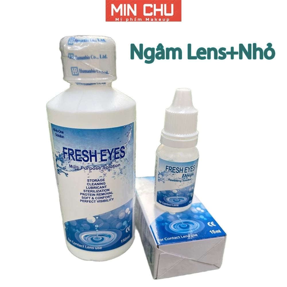 (Combo Ngâm +Nhỏ ) Ngâm Lens + nước nhỏ mắt chuyên dụng
