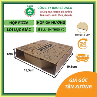 DACO Combo 10 Hộp Pizza Lục Giác Size S, L Hộp Carton Đựng Pizza Có In, Hộp Nắp Gài Cố Định (Ba Râu)