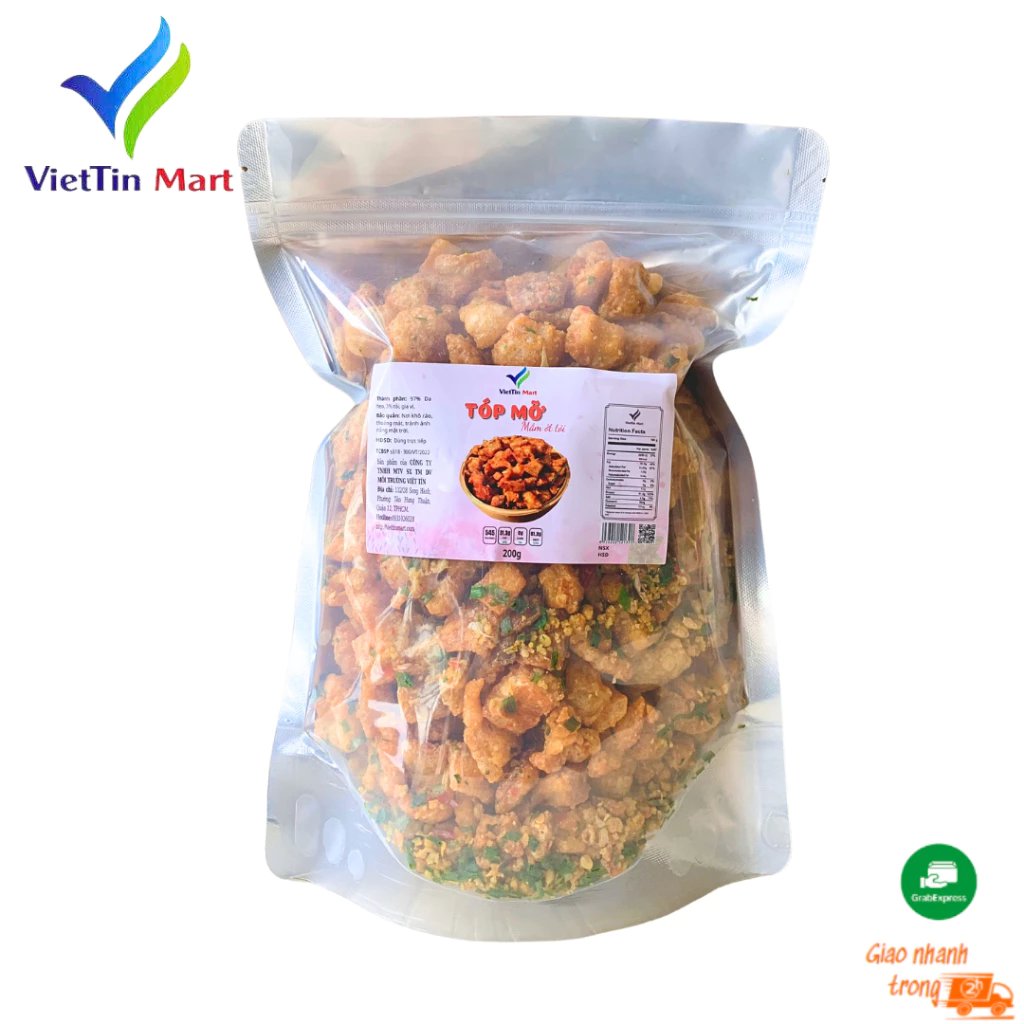 Tóp Mỡ Thịt Liền Da Sốt Mắm Tỏi VietTin Mart