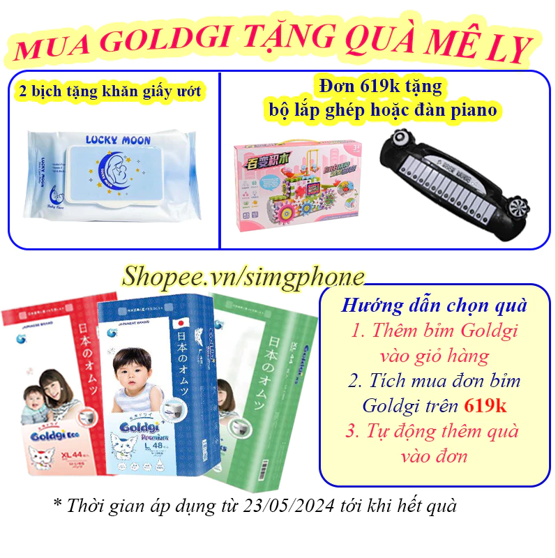 (Mẫu mới -Tặng Quà ) Bỉm dán/quần Goldgi+ /  Goldgi X5 / ECO Nhật size Nb92/S84/M66/M60/L56/L48/XL46/XL44/XXL34