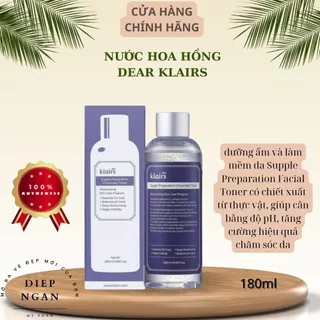 Nước Hoa Hồng Dear Klairs Supple Preparation Unscented Toner Không Mùi Dưỡng Ẩm Da Và Làm Mềm Da 180ml