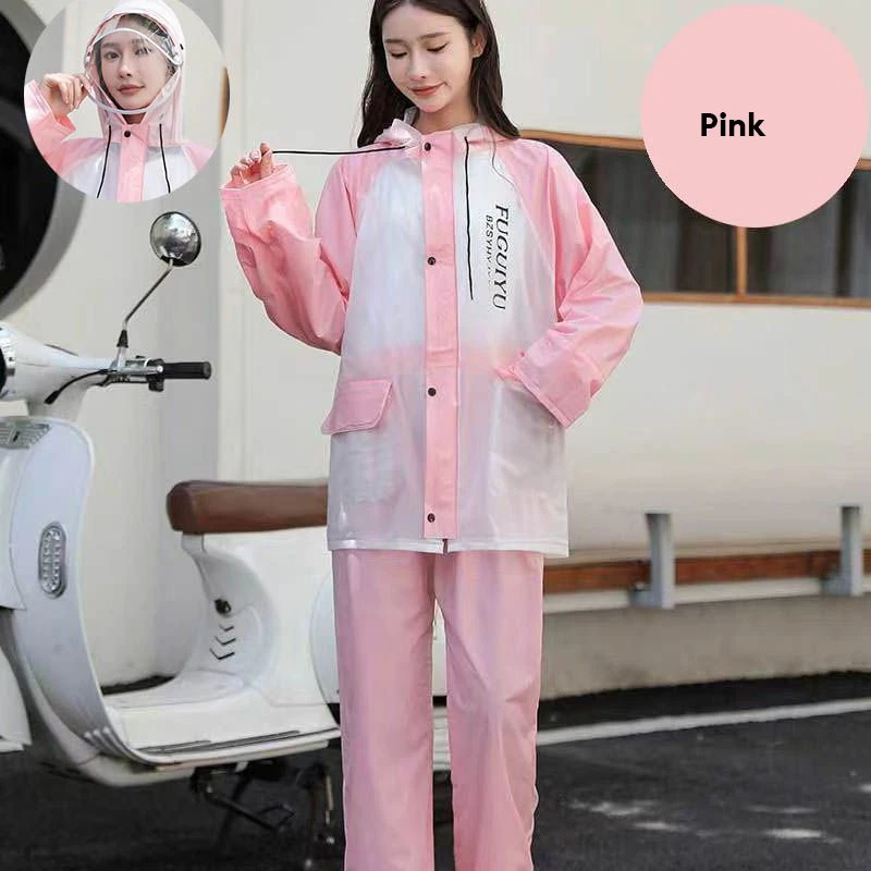 Áo mưa mới bộ quần mưa đầy đủ bộ áo mưa Cao su mỏng k thấm nước dẻo cũng Mặt nạ có thể tháo rời chạy bộ, đạp xe cho nữ