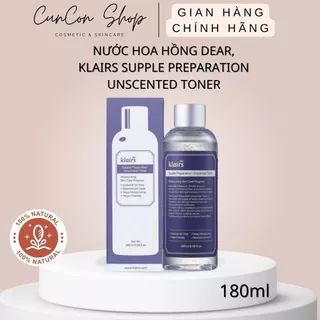 Nước Hoa Hồng Dear Klairs Supple Preparation Unscented Toner 180ml Không Mùi Dưỡng Ẩm Da