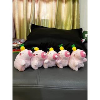 Móc khoá Capybara hồng thổi bong bóng 13cm dễ thương