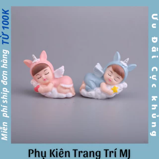 [1Đôi] Em Bé Nằm Ngủ trên mây-Em bé thiên thần-Trang trí bánh kem,bánh sinh Nhật