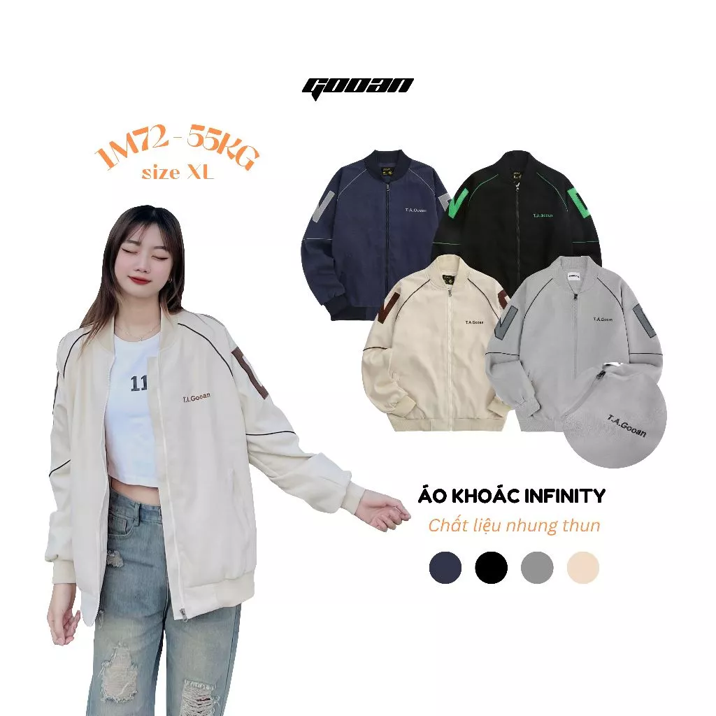 Áo Khoác Bomber Varsity Gooan Infinity Form Rộng